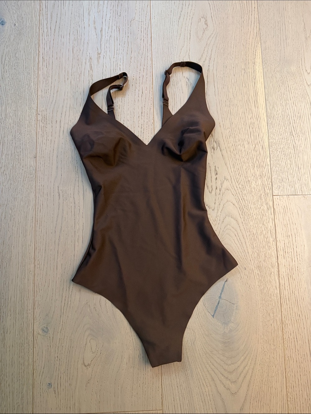 SKIMS Brown V-Neck Shaping Bodysuit